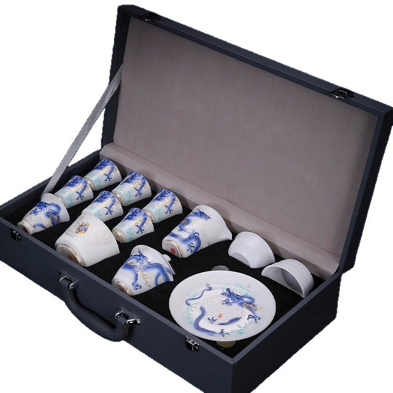 Luxury handmade ice jade porcelain tea set - 图片 5