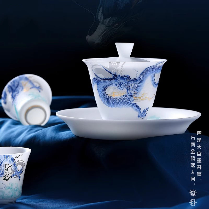 Luxury handmade ice jade porcelain tea set - 图片 3