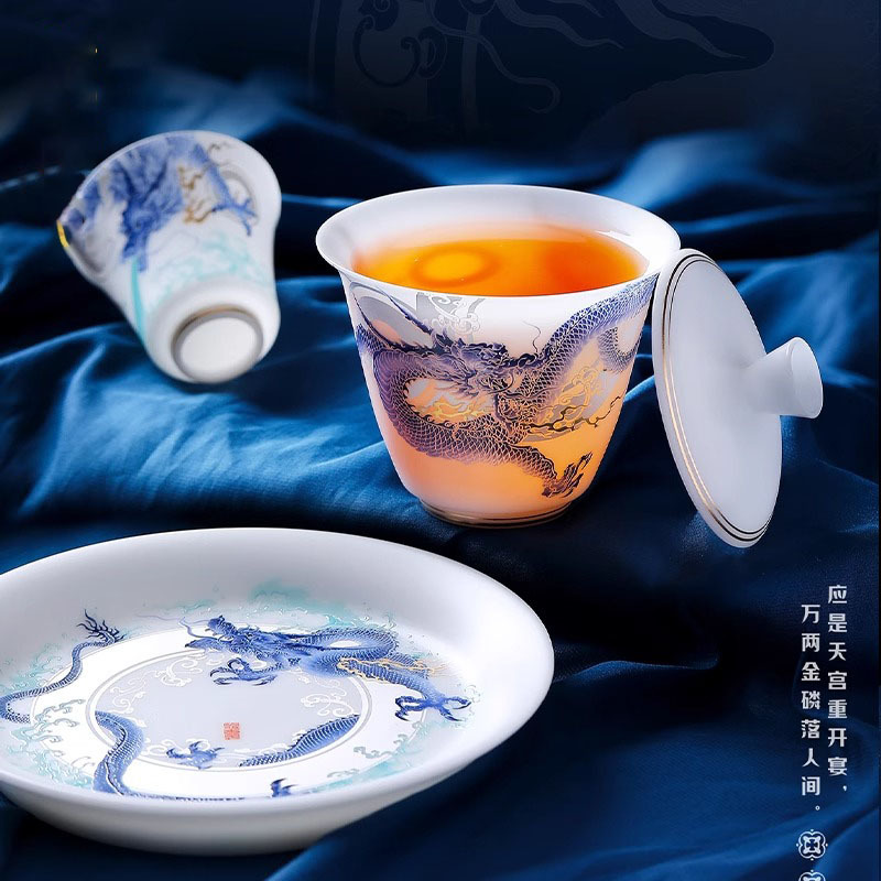 Luxury handmade ice jade porcelain tea set - 图片 2