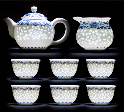 Jingdezhen hand-painted blue and white porcelain tea set